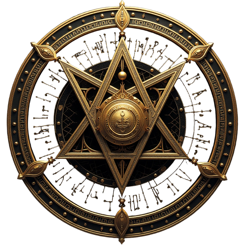 Golden Pentagram with Runes